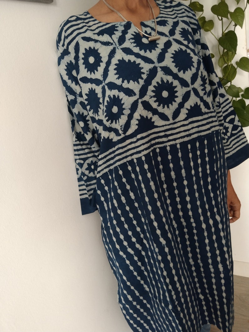 Baumwolle Tunika,Hochdruck Tunika,Geschenk für sie,Resort Wear, Loungewear,Beachwear,Badebekleidung,Boho Tunika,Muttertagsgeschenk,Mama postpartum Geschenk Blau