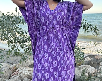 Purple kaftan,Handmade kaftan,Caftan,Resort wear,plus size kaftan,Boho dress,Cotton dress,Maxi dress,Gifts for her,loungewear,Sleepwear,