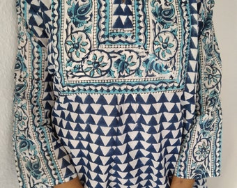 Tuniek van indigokatoen, tuniek van biologisch katoen, cadeaus voor haar, resortkleding, kraamcadeau voor moeder, cadeaus voor bruidsmeisjes, zomertuniek,