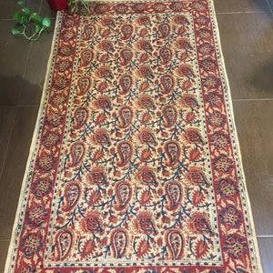 Handmade rug,Cotton rug,Block printed rug,Alfombra algodon,Alfombra hecho a mano,Paisley rug,boho rug,Housewarming gift,Home decor,