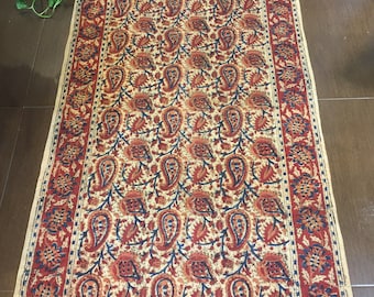 Tapis fait main, tapis de coton, tapis imprimé de bloc, algodon d'Alfombra, alfombra hecho un mano, tapis de Paisley, tapis de boho, cadeau de pendaison, décor de maison,