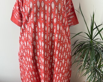 Baumwollkaftan, Fischkaftan, Geschenke für sie, Resortmode, Loungewear, Boho-Kleid, Maxikleid, Geschenke für sie