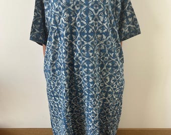 Black check cotton kaftan,caftan, resort wear,loungewear,gifts for her,boho dress,a line dress,block print dress