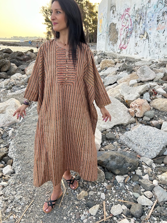 a line kaftan dress Organic Cotton Kaftan,caftan, Resort Wear,loungewear,gifts for Her,boho Dress,a Dress,block Print Bandage dress