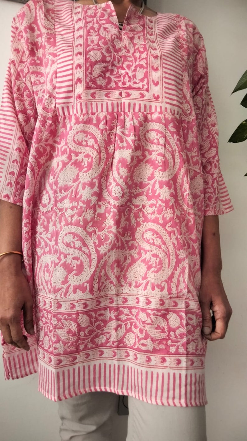 Baumwolltunika,Resort-Kleidung,Strandkleidung,Badekleid,Blockprint-Tunika,Geschenke für sie,Sommerkleid,Boho-Tunika,Baumwoll-Tunika, Bild 6