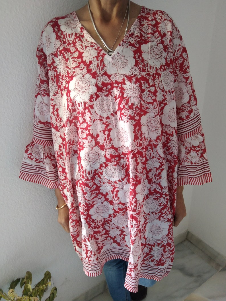 Tunique en coton, tunique, tenue de villégiature, robe d'été, cadeaux pour elle, robe bohème image 10
