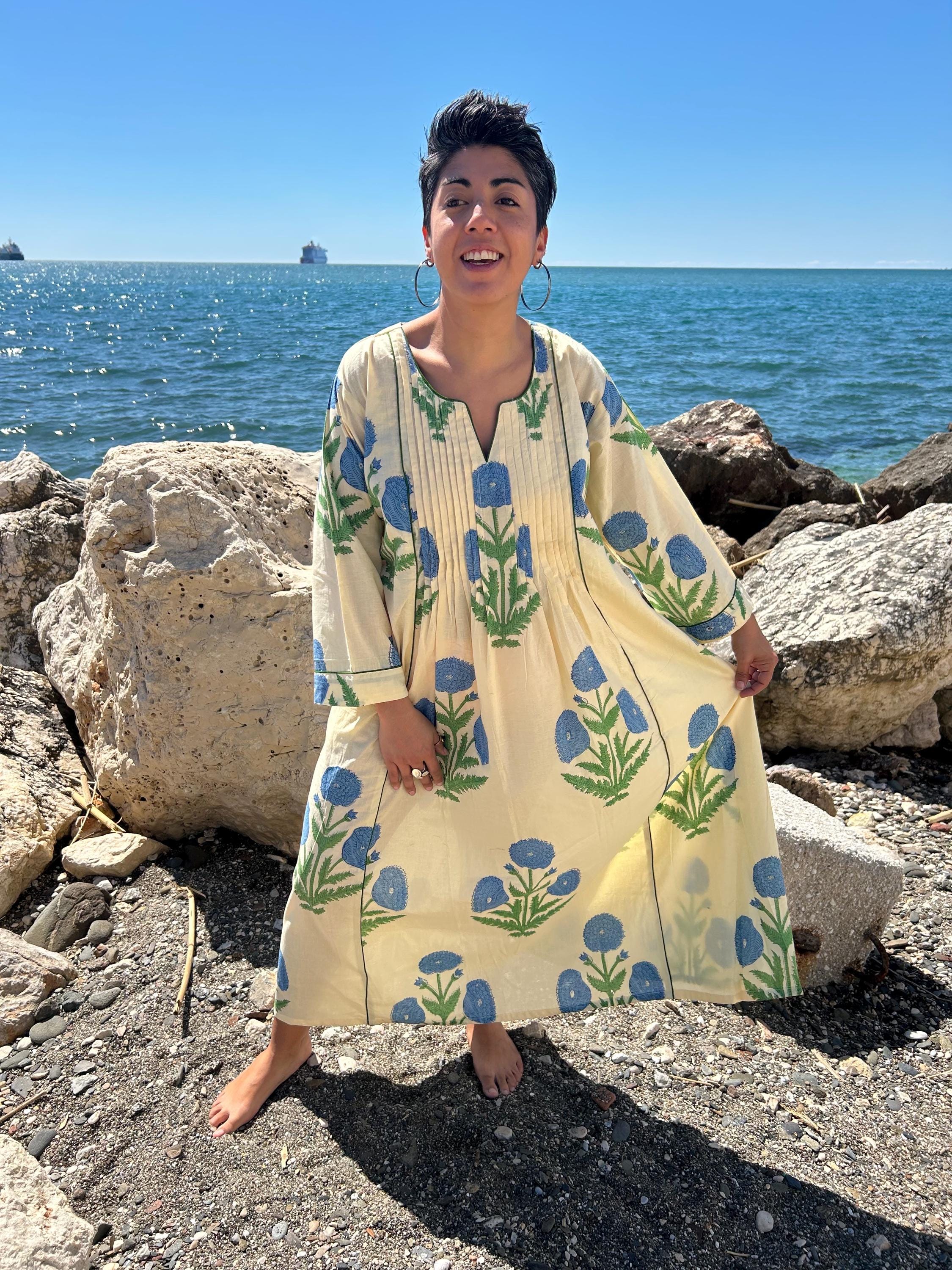 Cotton Blockprint Dress,gifts for Her,resort Wear,mom Postpartum