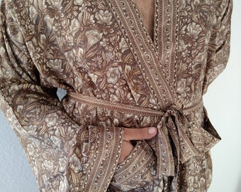 Unisex silk blend robe,mens robes, loungewear,resort wear, Christmas gift,gifts for him,gifts for her,boho robe,Beach wear,Swim cover up