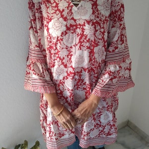 Tunique en coton, tunique, tenue de villégiature, robe d'été, cadeaux pour elle, robe bohème image 4