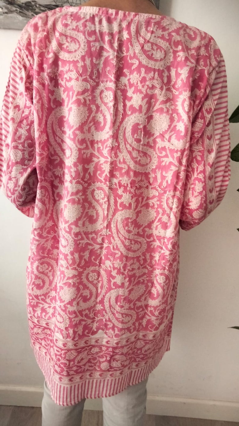 Baumwolltunika,Resort-Kleidung,Strandkleidung,Badekleid,Blockprint-Tunika,Geschenke für sie,Sommerkleid,Boho-Tunika,Baumwoll-Tunika, Bild 8