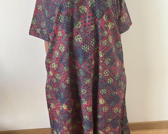 Patch rose garden cotton kaftan,caftan, resort wear,loungewear,gifts for her,boho dress,a line dress,block print dress