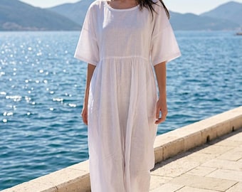 Robe en coton transparent, robe en coton blanc