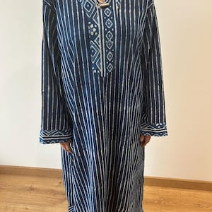 Indigo Long Organic Cotton Kaftan
