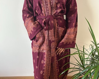 Peignoir unisexe, vêtements d'intérieur, vêtements de vacances, cadeaux pour elle, cadeaux pour lui, peignoir bohème, kimono en laine, vêtement d'hiver