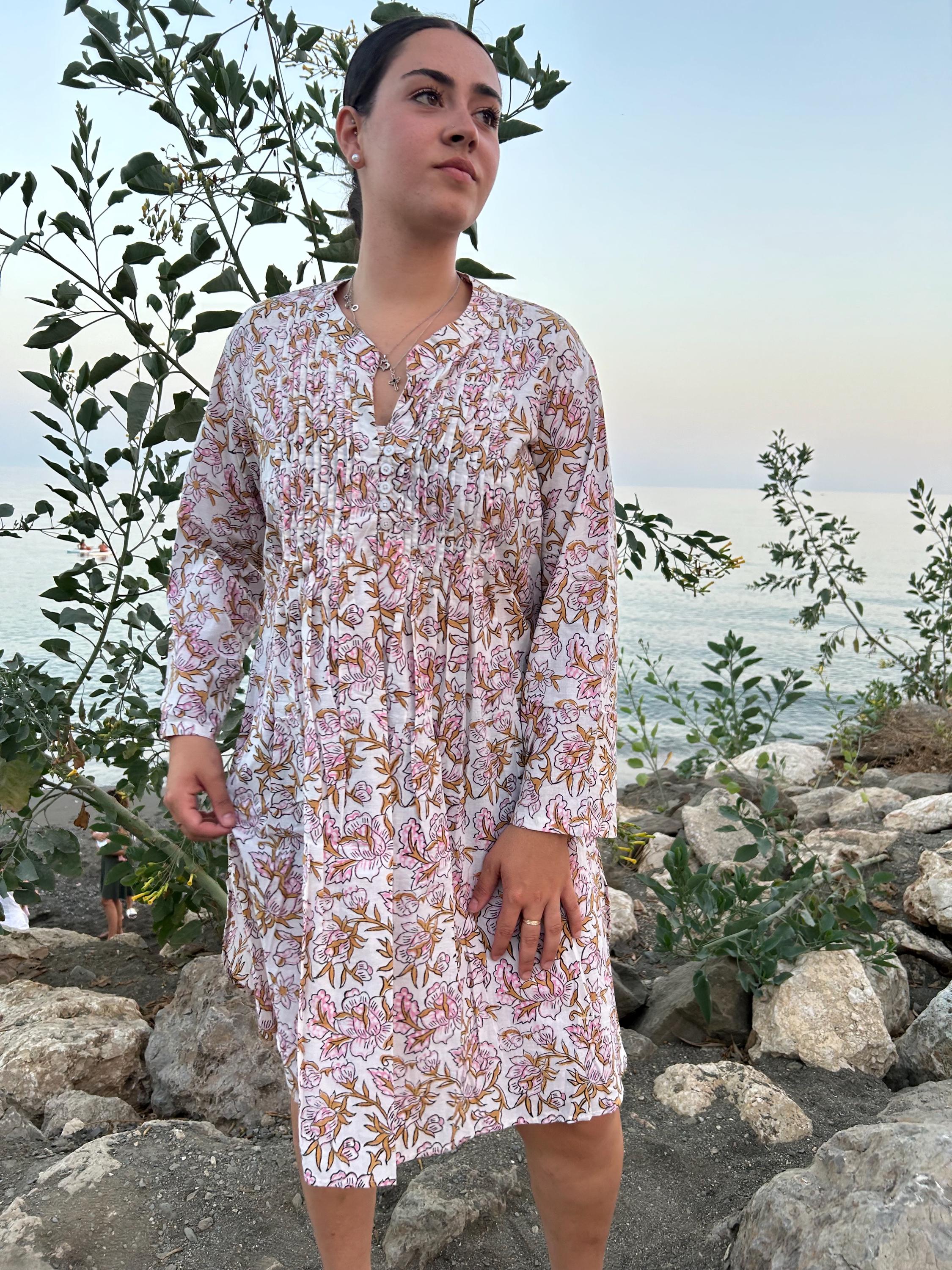 Cotton Pintuck Dress,resort Wear,summer Dress,boho Dress