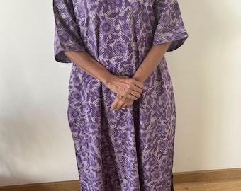 Purple cotton kaftan,caftan, resort wear,loungewear,gifts for her,boho dress,a line dress,block print dress
