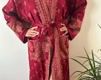 Peignoir unisexe, vêtements d'intérieur, vêtements de vacances, cadeaux pour elle, cadeaux pour lui, peignoir bohème, kimono en laine, vêtement d'hiver