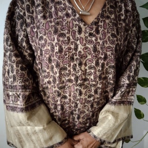 Purple  wool kaftan,mini paisley kaftan,winter robe,wool robe,gifts for her,paisley kaftan,winter lounger,spa wear,wool dress,winter