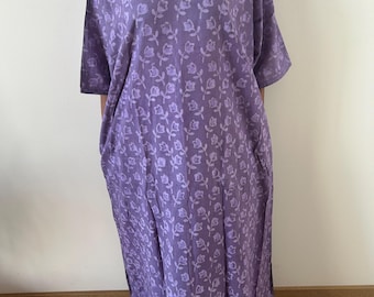Purple rose cotton kaftan,caftan, resort wear,loungewear,gifts for her,boho dress,a line dress,block print dress