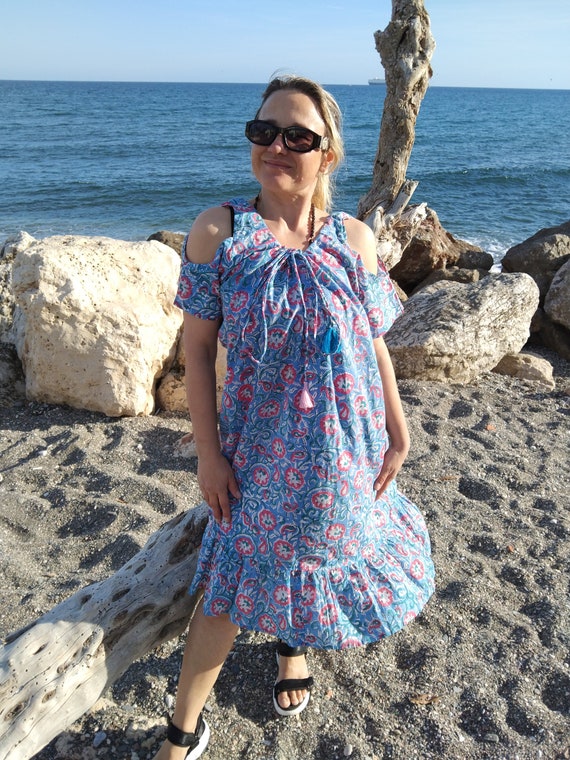 open lace back dress Plus Size Summer Bohemian Casual Vacation Dress for Women