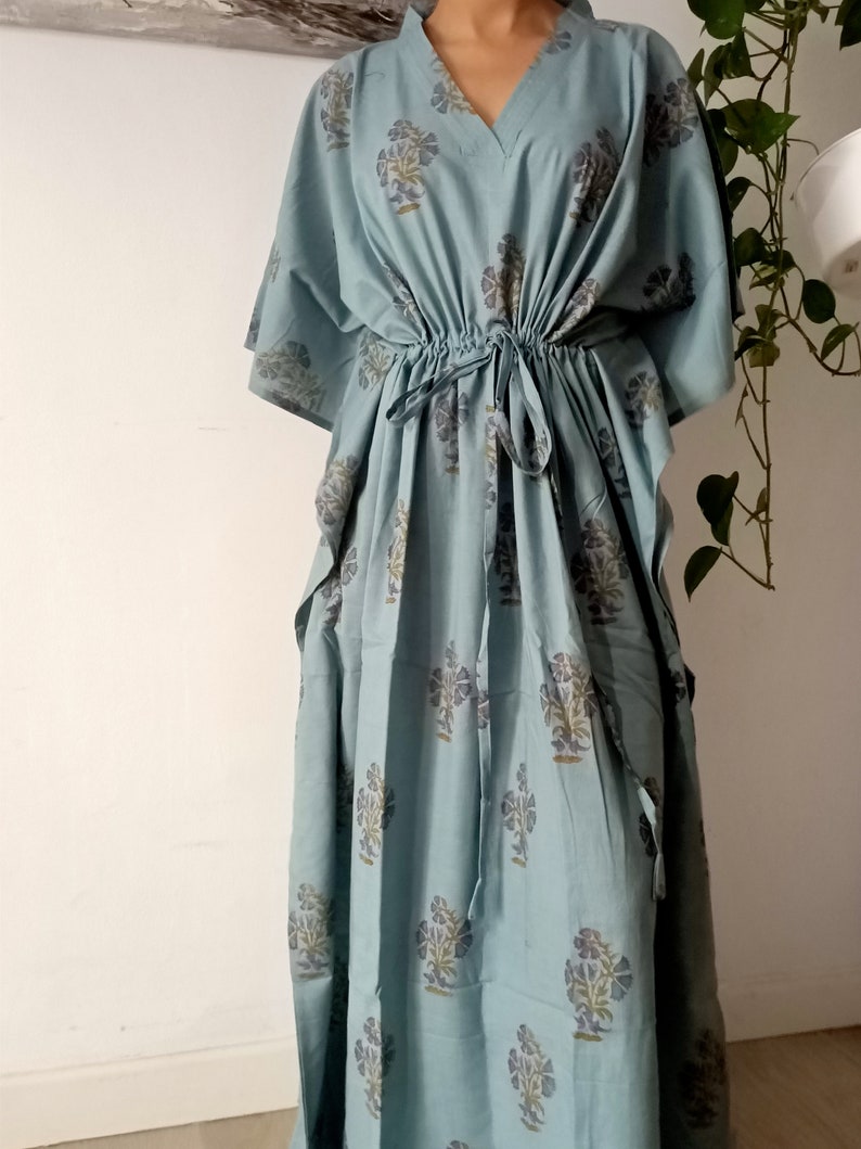 sleepwear,maxi dress,boho dress,one size kaftan,, Handmade kaftan,block print kaftan,resort wear,Cotton Caftan loungewear