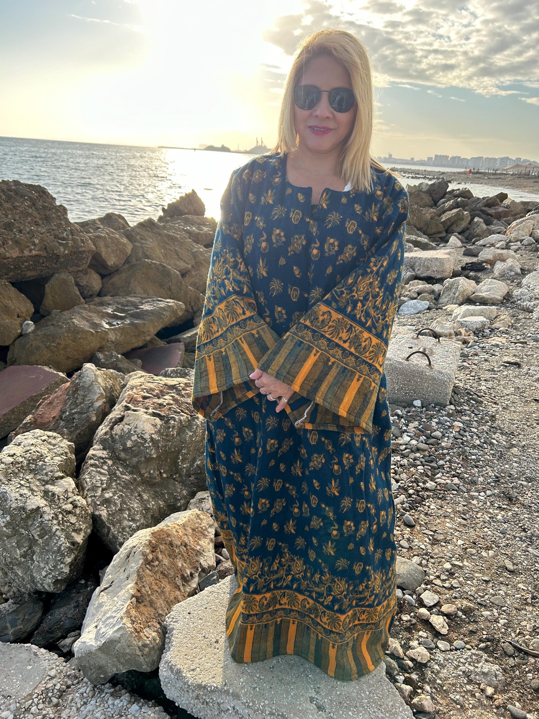 ニットコート argue YAK WOOL BLEND YARN CAFTAN GOWN Yak Wool Kaftan,winter Wool Kaftan,boho Wool Dress,gifts for Her
