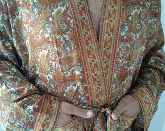 Unisex robe,mens silk blend robe, loungewear,resort wear,gifts for him,gifts for her, Christmas gift,boho robe,swim cover up,spa robe