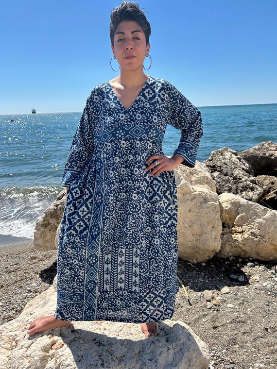 Organic Indigo Cotton Dress,summer Boho Dress,gifts for Her,resort Wear,mom  Postpartum Gift,mother's Day Gift, Maternity Dress,boho Dress - Etsy Israel