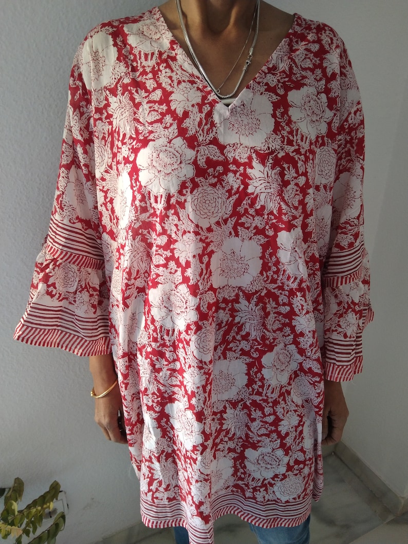 Baumwolle Tunika,Tunika,Resort tragen,Sommerkleid,Geschenke für sie,Boho Kleid Bild 2