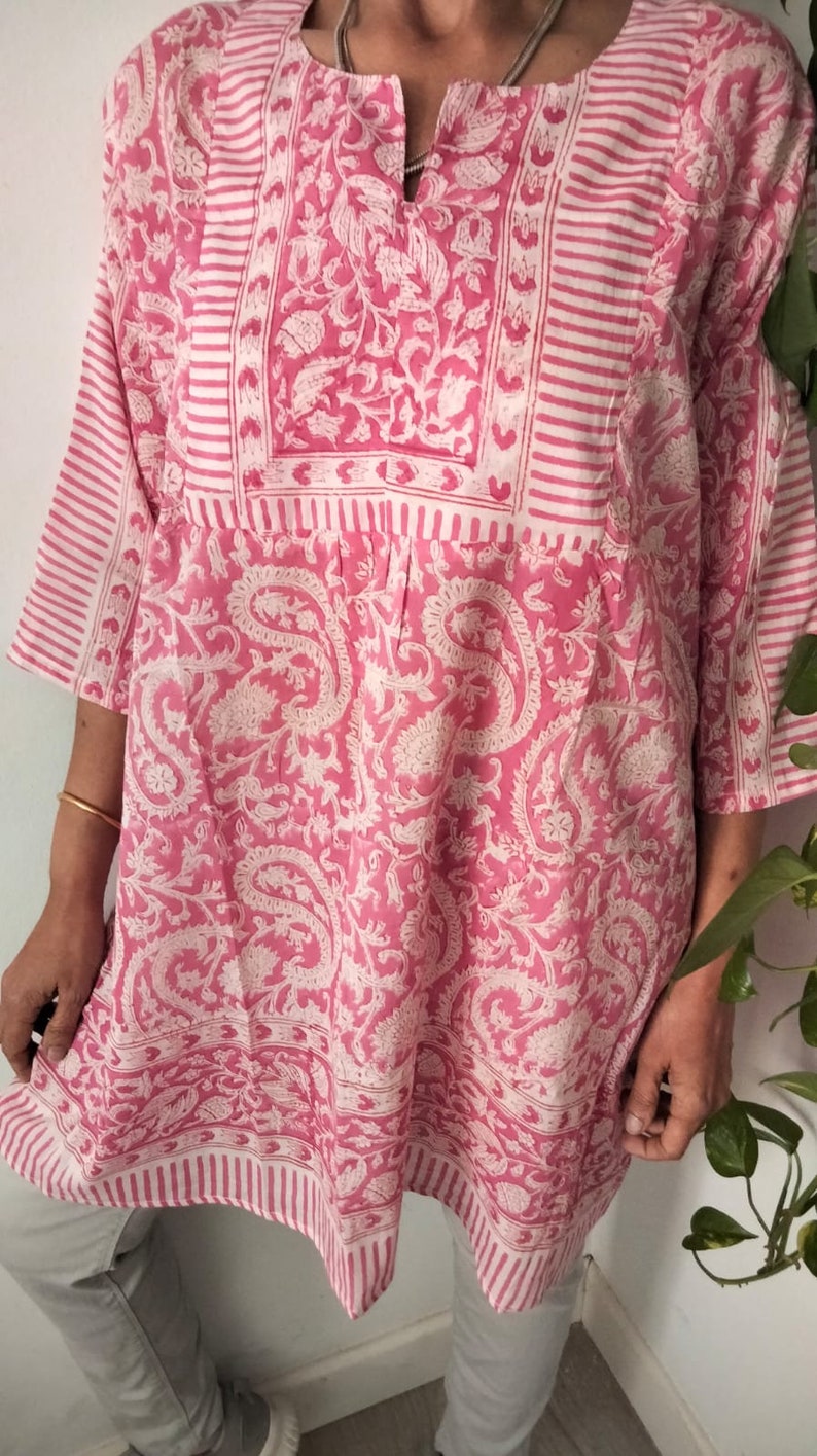 Baumwolltunika,Resort-Kleidung,Strandkleidung,Badekleid,Blockprint-Tunika,Geschenke für sie,Sommerkleid,Boho-Tunika,Baumwoll-Tunika, Bild 4