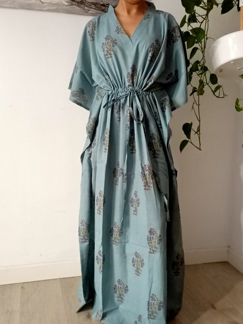 sleepwear,maxi dress,boho dress,one size kaftan,, Handmade kaftan,block print kaftan,resort wear,Cotton Caftan loungewear