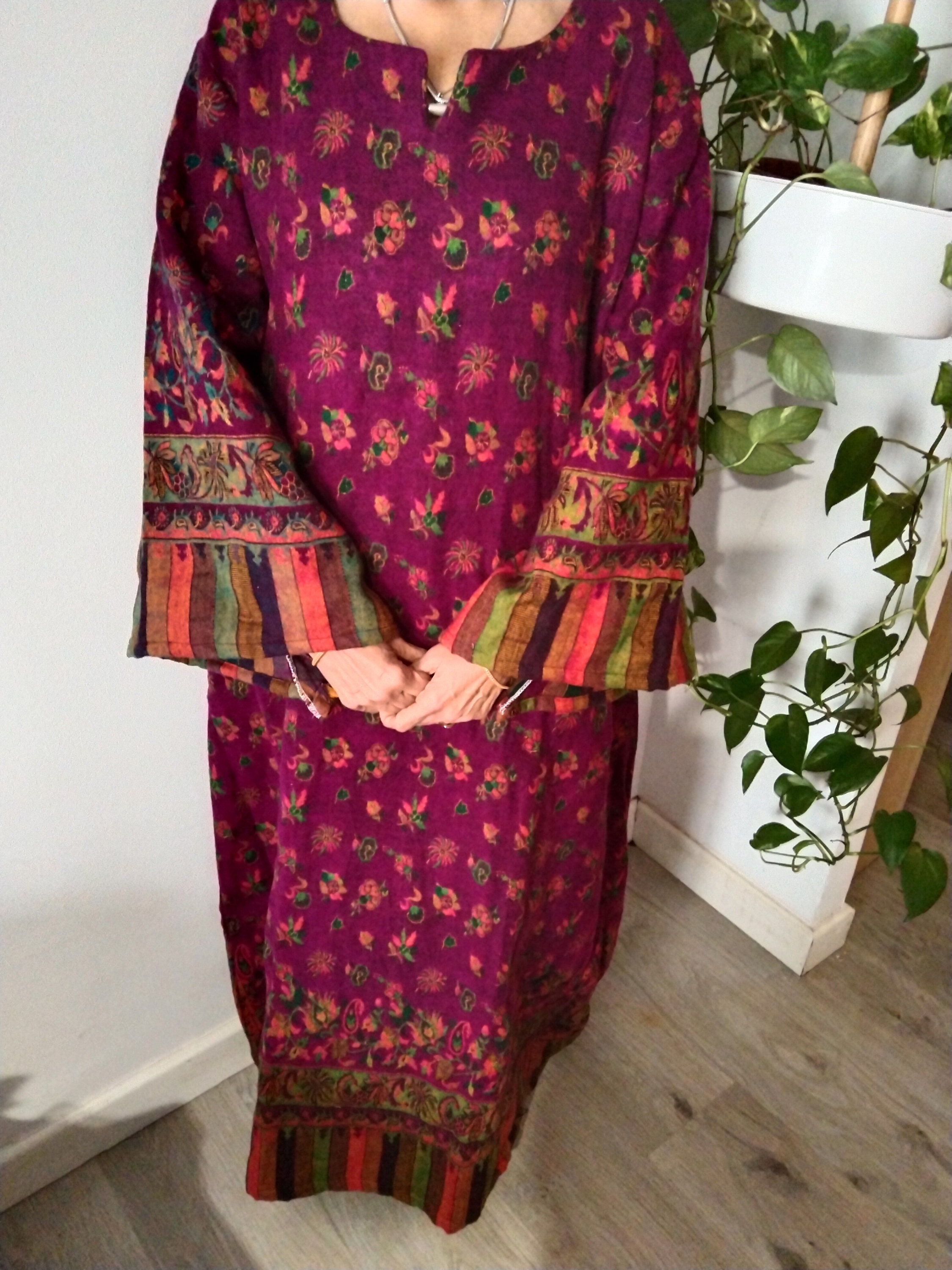 ニットコート argue YAK WOOL BLEND YARN CAFTAN GOWN D'IYANU | African Print Cardigan or Dress for Black History Month