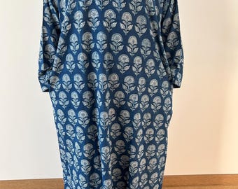 Mens indigo kaftan, mens organic caftan,gifts for him,mens loungewear,mens resort wear,beachwear,swim cover up,summer wear,bridegrooms gift