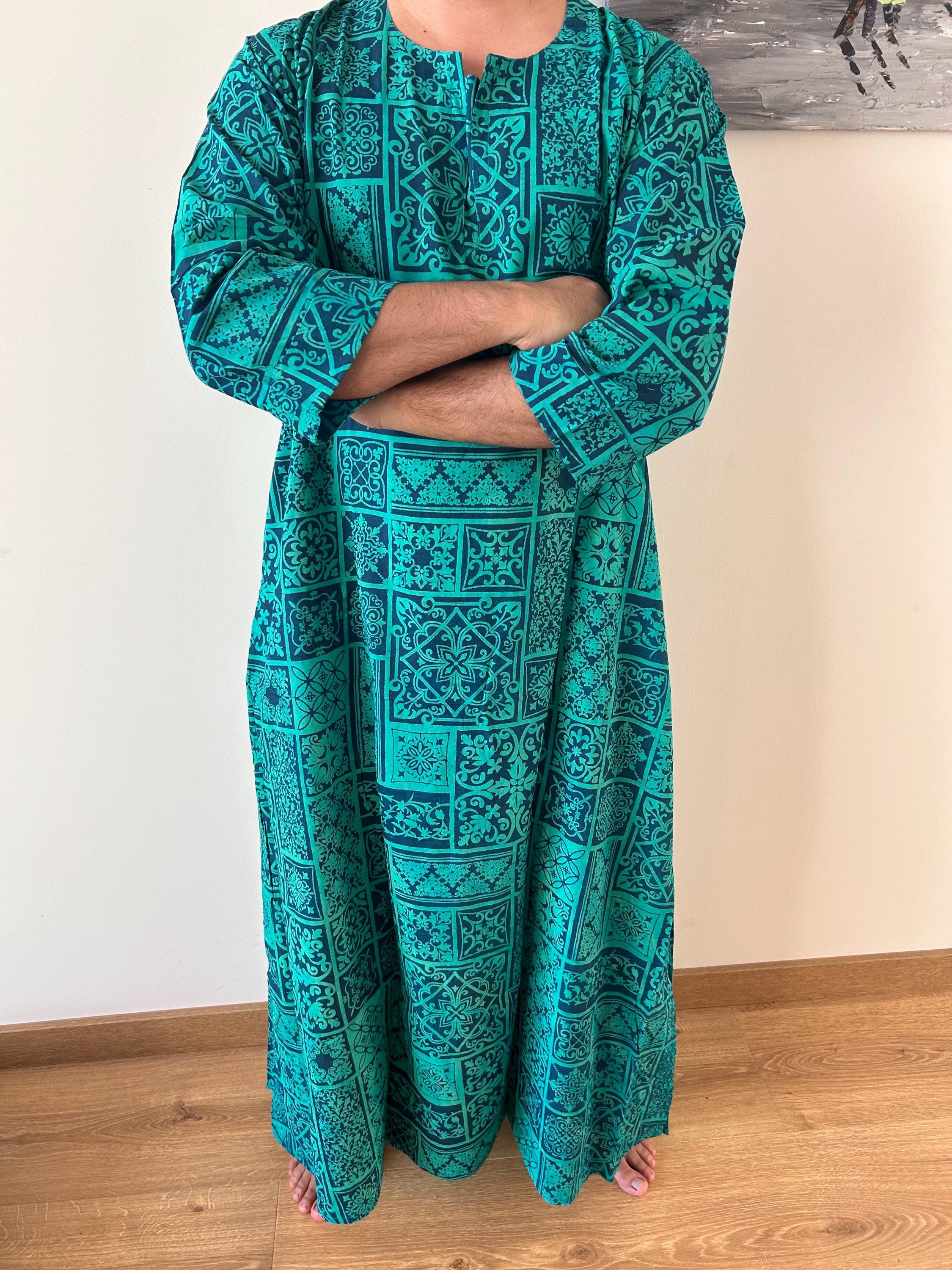 Mens cotton kaftan,mens caftan,mens summer robe,mens beachwear,mens swim cover up,boho dressing robe,gifts for him,boho mens wear