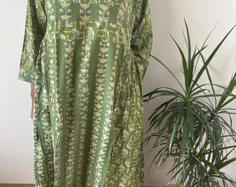 Green Cotton dress,summer boho dress,gifts for her,resort wear,mom postpartum gift,mother's day gift, maternity dress,boho dress