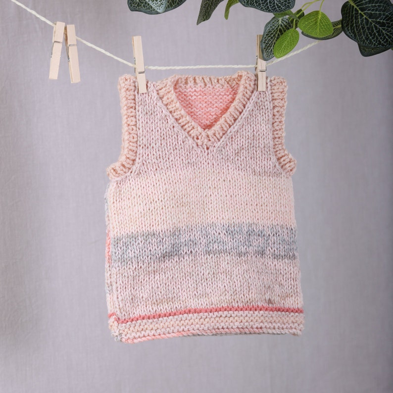 Hand Knit Baby Pullover Jumper or Jersey in Soft Pink