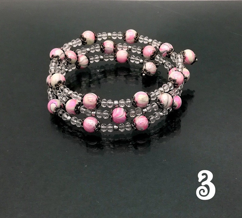 colored glass beads stacked memory wire cuff bracelet for women Multicolor memory wire wrap bracelet memory bracelet Beaded bracelet stack