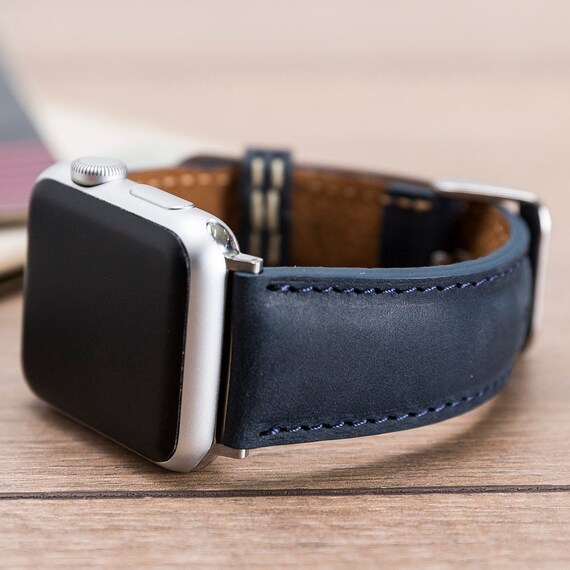Blue Leather Apple Watch Band 40mm 42mm 44mm 38mm for Apple Etsy