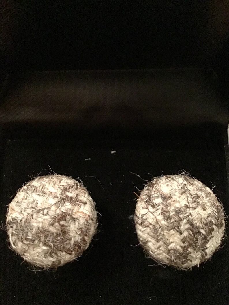 Harris tweed beige and brown Handmade men\u2019s cuff links