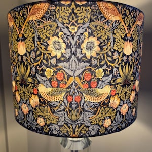 Handmade 40cm Drum Lampshade. Classic William Morris fabric. StrawberryThief. A statement piece for ceiling or table lamp.