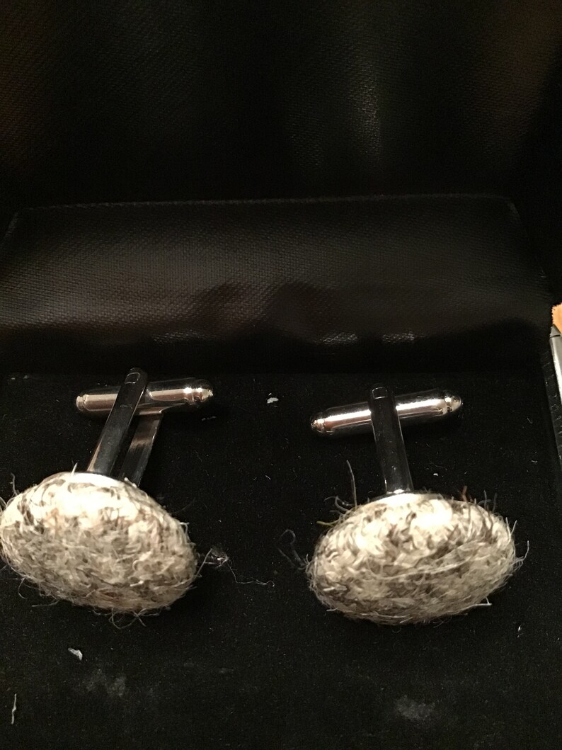 Harris tweed beige and brown Handmade men\u2019s cuff links