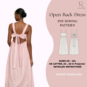 Zomerjurk: open rug, knoopdetail, striksluiting. Zakken