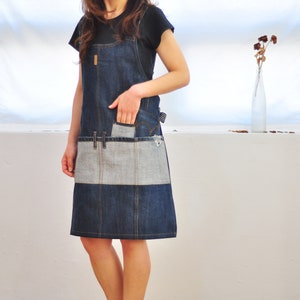 JEANON TURNUP APRON (Delantal de mezclilla reciclado - Delantal de jardinería - Delantal de trabajo- delantal de camping)