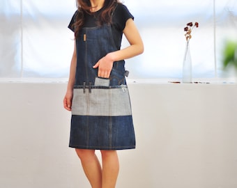 JEANON TURNUP APRON ( Upcycled denim apron - Gardening apron - Work apron- camping  apron)
