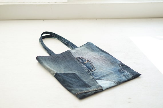 JEANON Patchwork Shoulder Bag Recycled jeans Bag Denim | Etsy