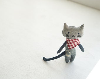 Long tailed cat doll ,Denim Jeans toy,Upcycled Denim cat toy