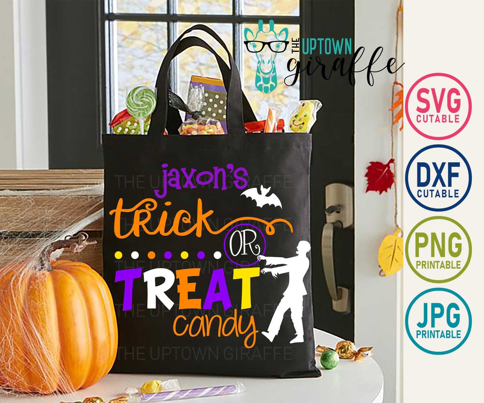 Trick or Treat Bag SVG Halloween Svg Candy Bag Design Etsy