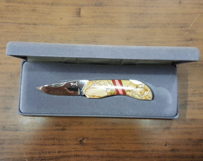 Collection Vintage Knife Lakota Teal Gentleman's Pocket Knife Jasper