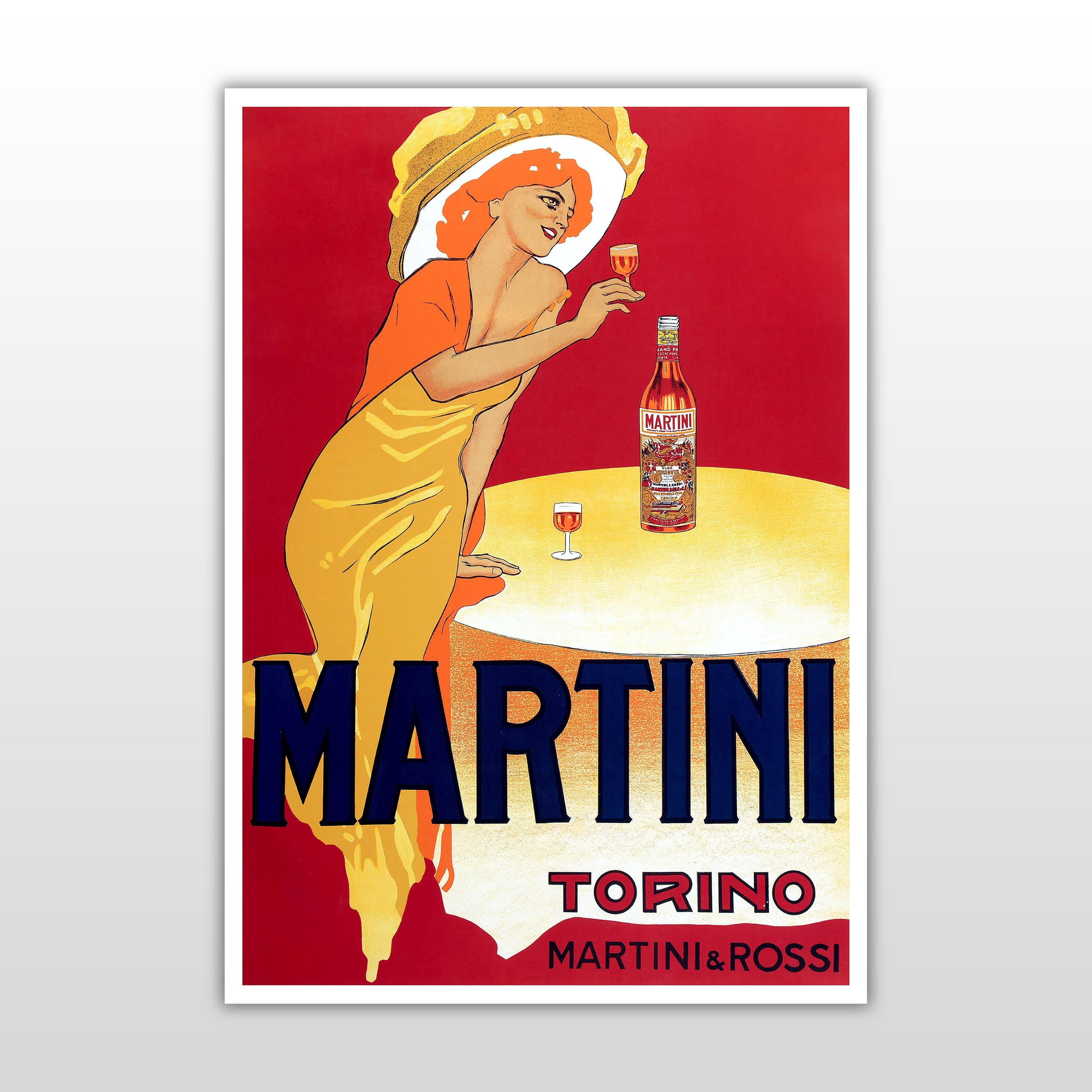 Stampa di cocktail Martini disegnata a mano: arte retrò da cucina e bar