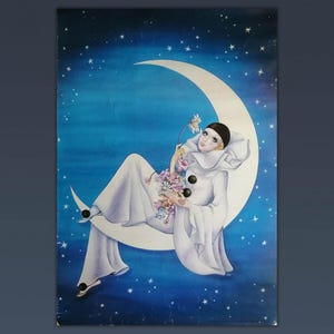 Poster Originale Vintage Pierrot By Kostas - Monaco 1980 - Printed Italy RB/368
